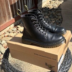 Women’s Dr. Martens Black Ankle Boots with Yellow Stitching